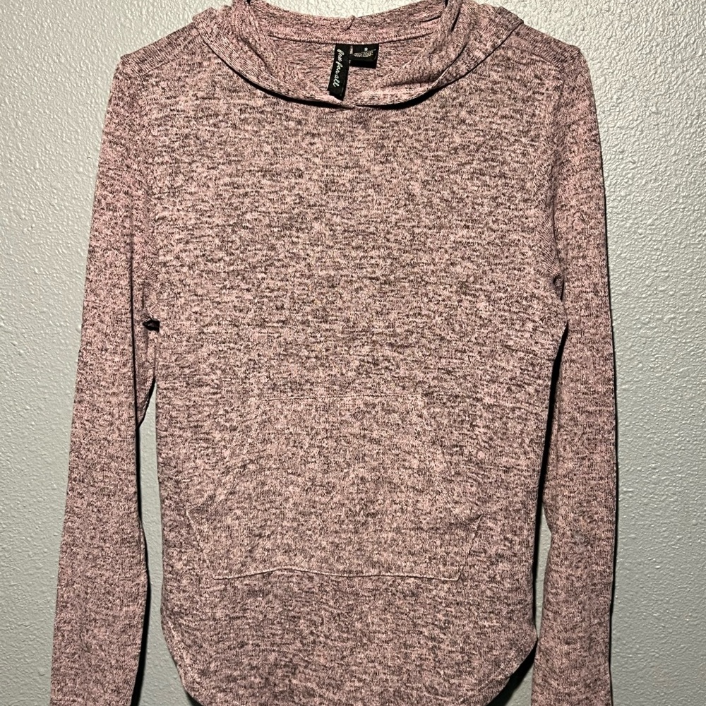 Free for All -Knit Pink and Charcoal Pullover Hoodie
